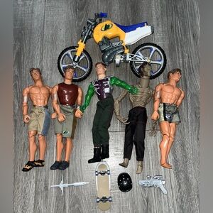 Mattel Max Steel 12" Action Figures Lot with Motorcycle, & More